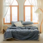 lit léger couvre lit quilté doux été coton polyester bleu clair gris rose vert