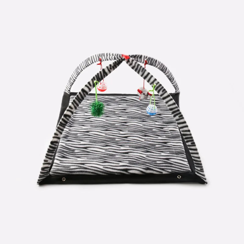 tente pliable chat jouets suspendus housse polaire rayures moderne activité chaton adulte petits animaux