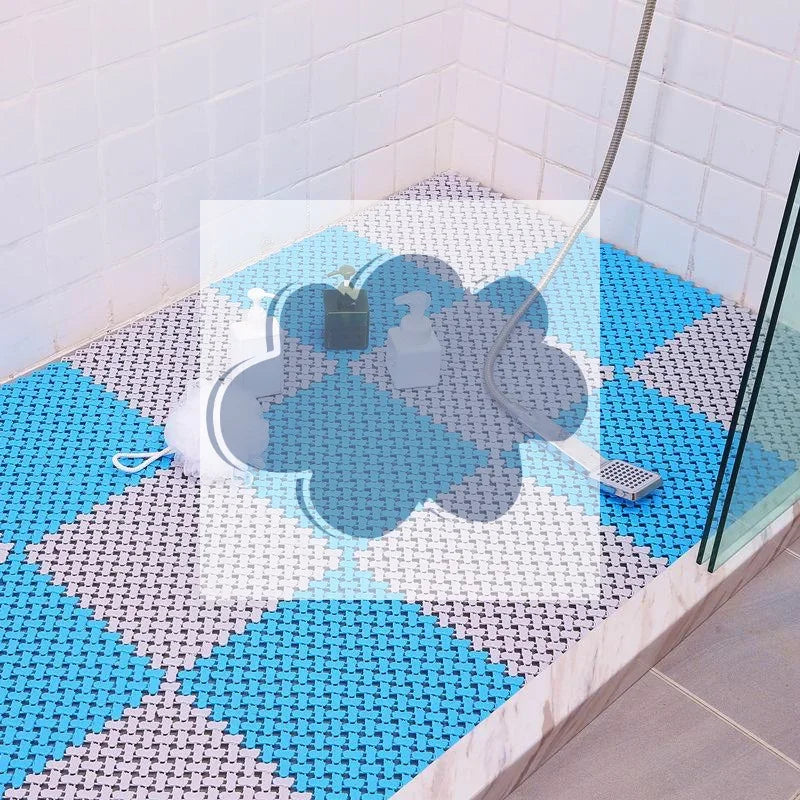 tapis bain imperméable anti dérapant bleu blanc rose vert orange violet losange moderne minimaliste