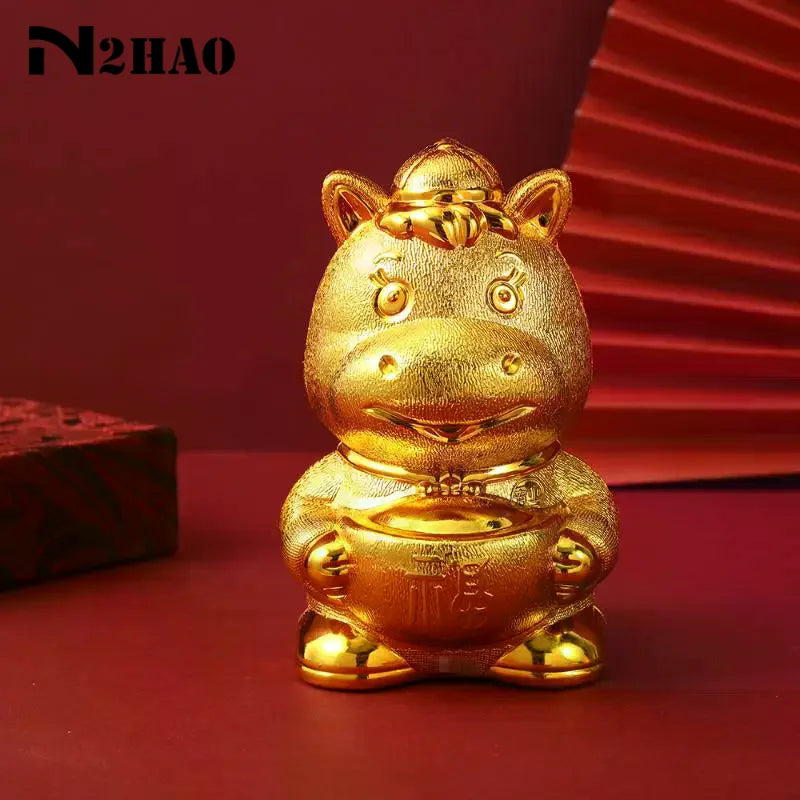 décoration intérieure statuettes chevaux dorées symboles chinois traditionnels ornements maison