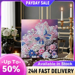 tableau décoratif fleurs coquillages art floral brillant rose violet bleu vert blanc moderne adultes