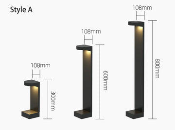 lampe led imperméable moderne extérieure jardin noir doré ip65 30cm 60cm 80cm