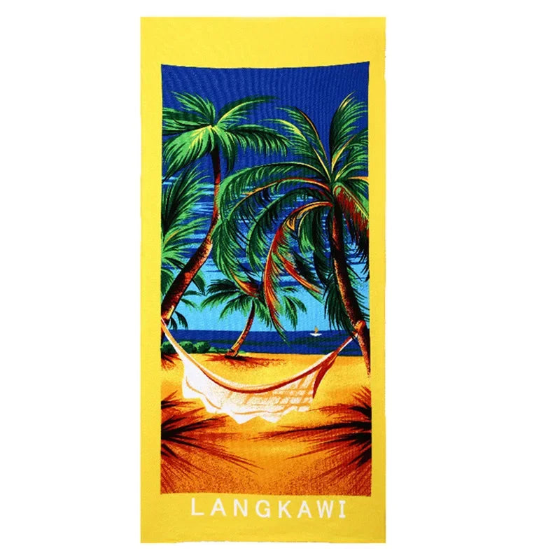 serviette plage microfibre rapide absorption multicolore motifs été noël drapeaux palmiers