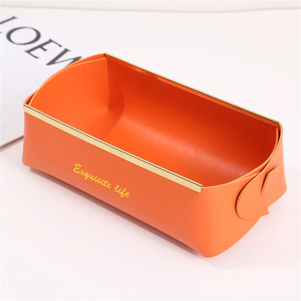 boîtes rangement cosmétiques pliables modernes vert foncé rouge rose marron jaune simili cuir doré