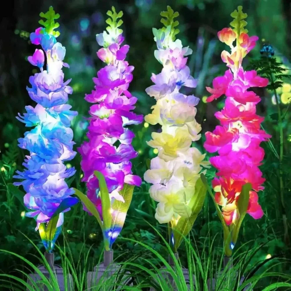 décoration extérieure plante artificielle lumineuse fleur cloche multicolore moderneextérieur jardin patio mariage