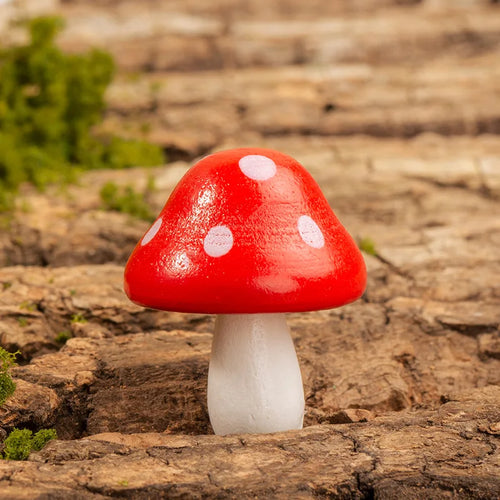 décoration extérieure champignons bois colorés pois blancs jardin enfantin cartoonganımı pastöral opaques