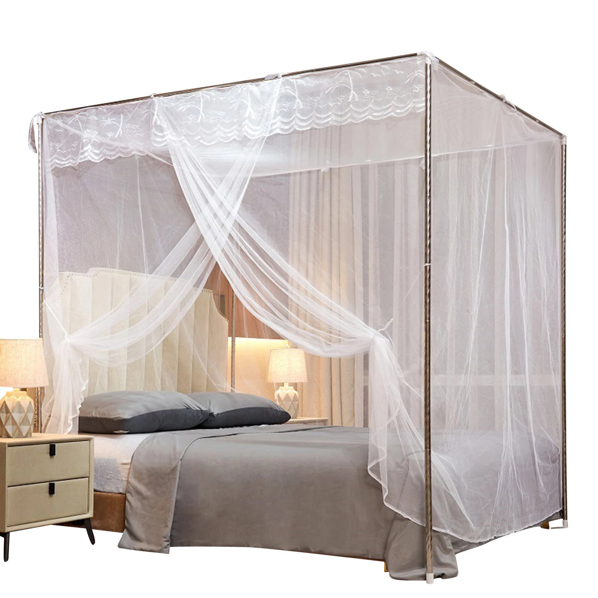 moustiquaire lit dentelle blanche rideau lit princesse décoratif clips fixation