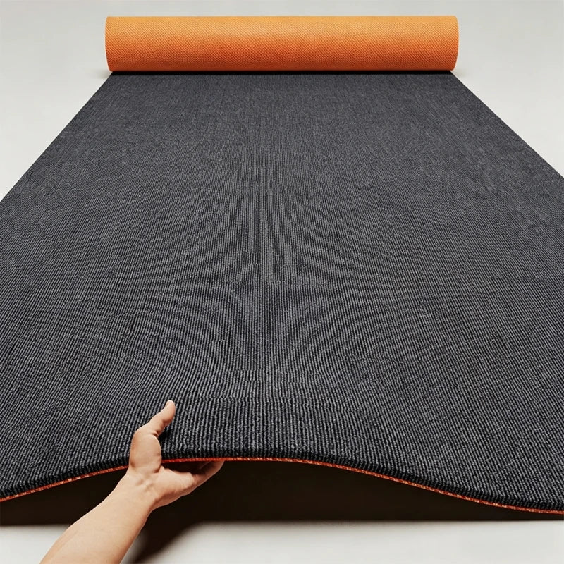 tapis moderne gris foncé texture tissée uniforme polyester salon chambre salle bain 80x160cm