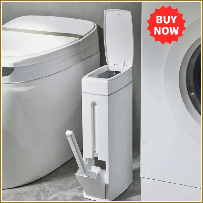 poubelle salle bain brosse wc intégrée blanc moderne sac déchets