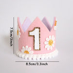 couronne enfant anniversaire 1ère année rose clair fleurs doré photo décoration bébé fête