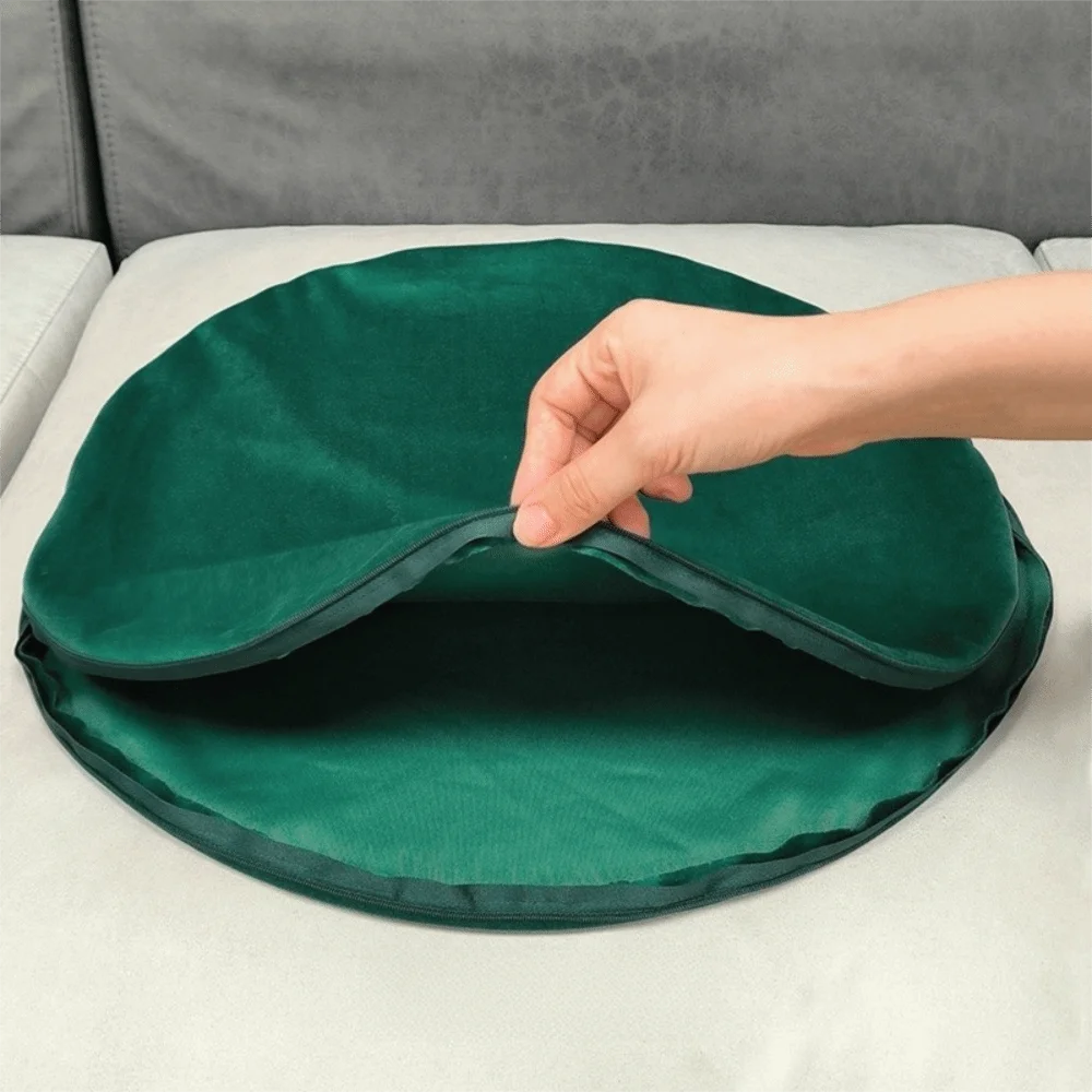 housse coussin velours 40cm ronde fermeture eclaire non toxique polyestre maison decorative confortable