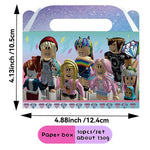 boîtes sucreries personnages dessins animés étiquettes eau affiche fête serviettes table multicolore anniversaire