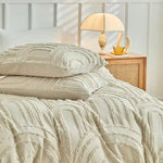 couvre lit moderne beige clair rayures horizontales franges zipper 200x200cm 220x240cm polyester doux