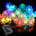 guirlande lumineuse fleurs multicolore moderne extérieure led solaire ip65 12m 100leds jardin decoration festive