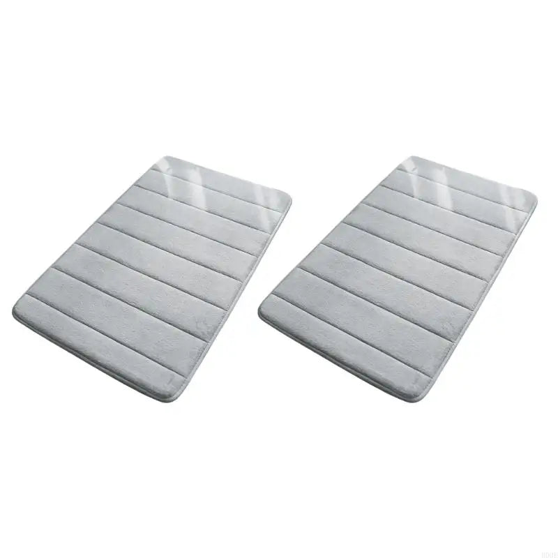 tapis bain mousse mémoire forme doux confortable antidérapant rapide séchage gris rayures moderne