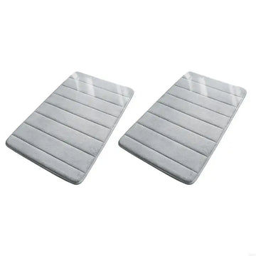 tapis bain mousse mémoire forme doux confortable antidérapant rapide séchage gris rayures moderne