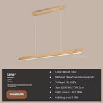lampe suspendue bois naturel moderne lustre led long salle manger cuisine salon minimaliste