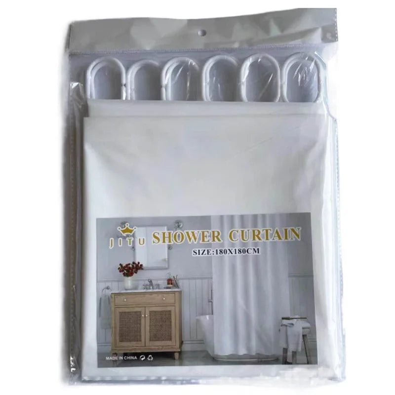 rideau douche blanc polyester moderne respectueux l'environnement opacité texture légèrement rugueuse toilette