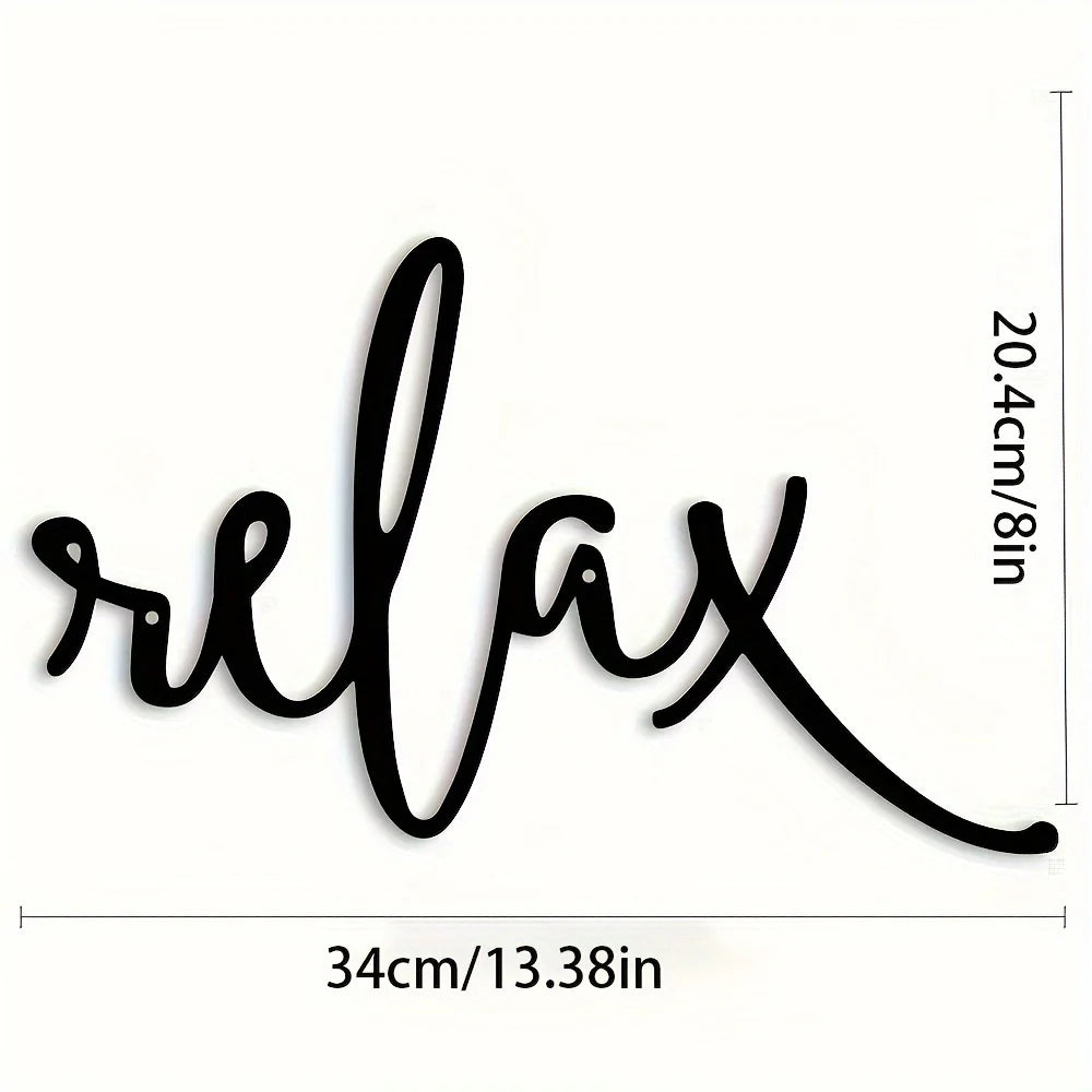 décoration murale plaque métal noir lettres relax moderne calligraphique chambre bain easy hang minimaliste