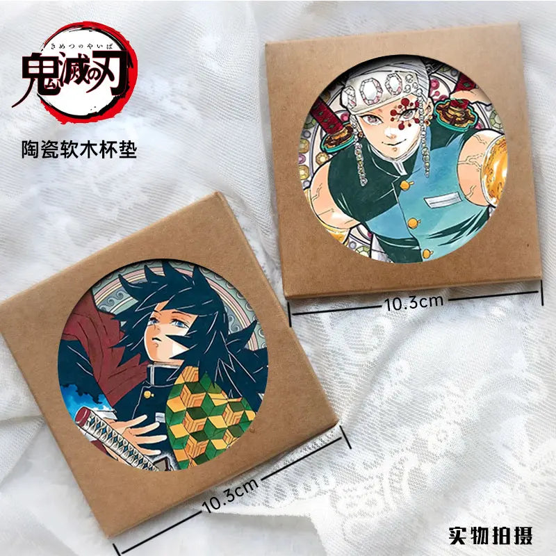 coasters céramique démon slayer multicolores illustrations personnages opaques art illustratif