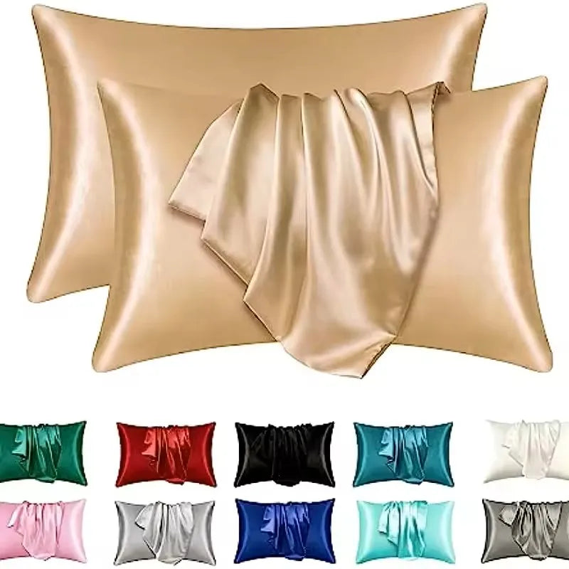 protège oreiller satin cheveux peau ensemble deux housses lit