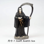 statue squelette robe billets banque motifs floraux chaussures gothique halloween blanc noir beige