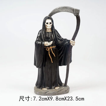 statue squelette robe billets banque motifs floraux chaussures gothique halloween blanc noir beige
