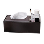 boîte rangement multifonction cuir noir moderne porte mouchoirs clips télécommandes papeterie respectueux environnement