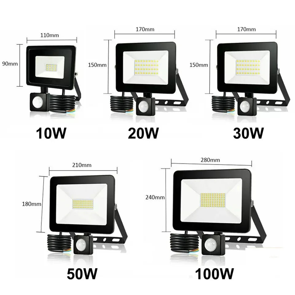 projecteur led moderne éclairage extérieur noir ip66 détecteur mouvement fixation murale flux lumineux économie