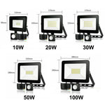 projecteur led moderne éclairage extérieur noir ip66 détecteur mouvement fixation murale flux lumineux économie