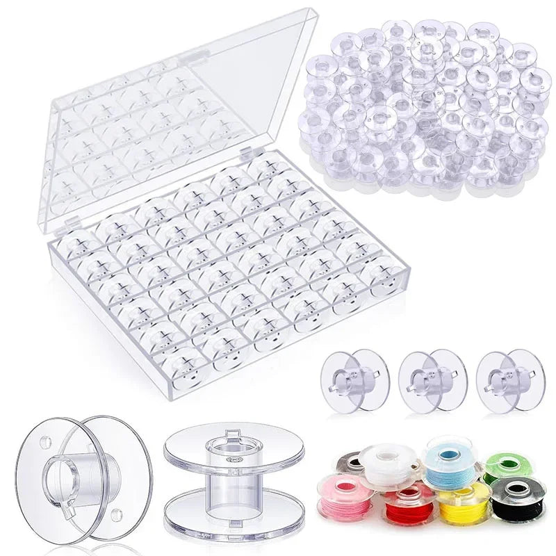 boîte transparente bobines colorées machine coudre 25 pièces rangement organisation outils couture moderne