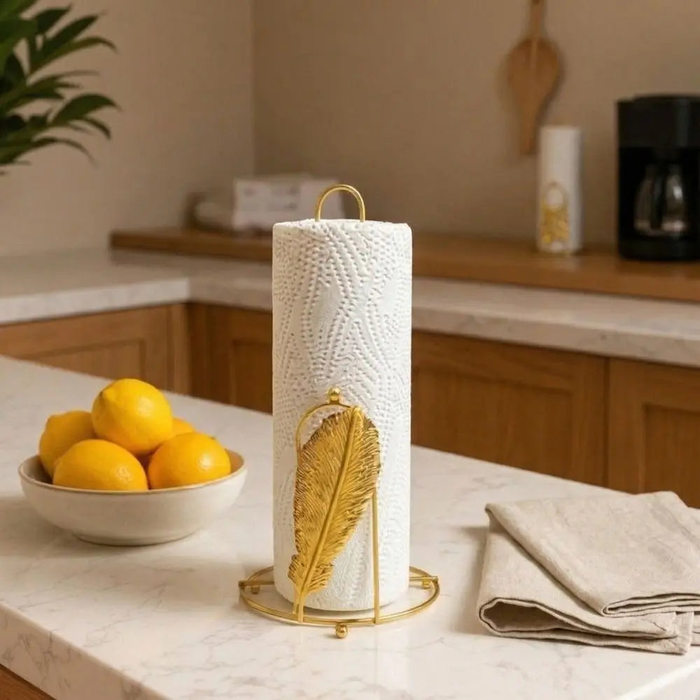 porte serviettes papier moderne élégant motifs floraux blanc doré réutilisable sans bpa