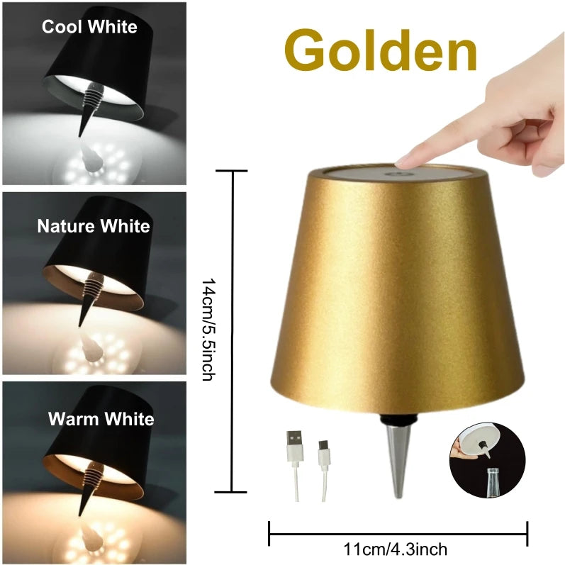 lampe table led rechargeable couleurs or blanc noir moderne tactile