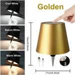 lampe table led rechargeable couleurs or blanc noir moderne tactile