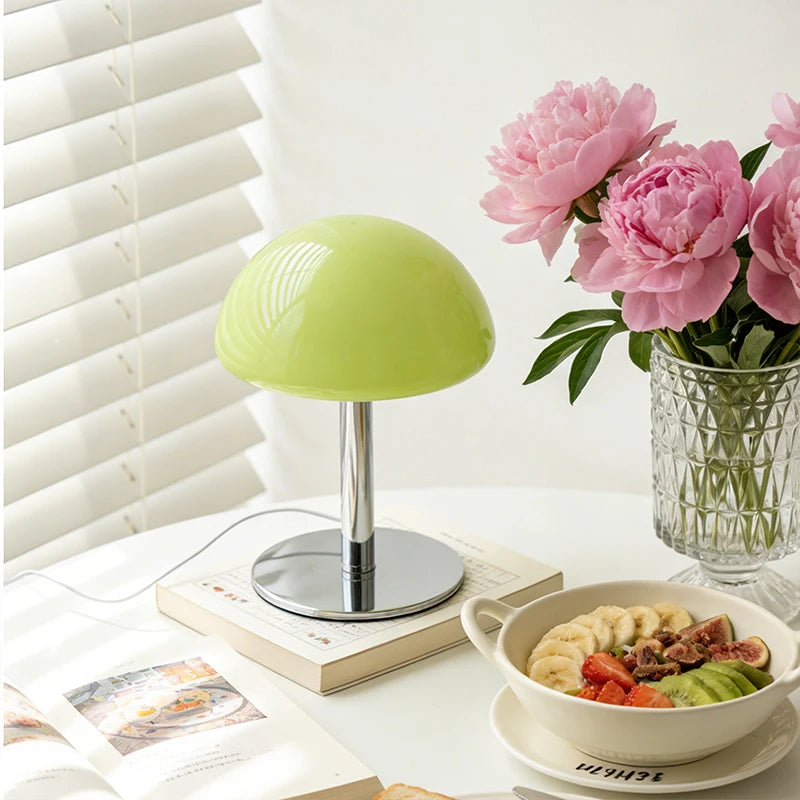 lampe poser moderne jaune blanc contemporain interrupteur tactile verre fer alimentation usb