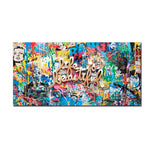 impression toile graffiti abstraite art urbain contemporain texturée couleur vives décoration murale chambre salon
