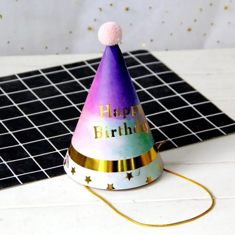 chapeaux fête anniversaire enfant garçon fille imprimé happy birthday motifs floraux dorés multicolores classiques