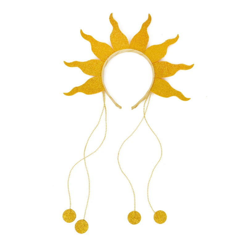 couronne solaire jaune rayons brillants élastique festif anniversaire mariage carnaval noël valentin Halloween