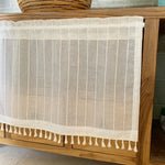 rideau voilage fenêtre bohème blanc cassé franges passe tringle semi transparent japonais