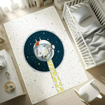 tapis dessin animé planètes astronautes enfants moderne bleu rouge orange chambre salonextérieur commercialisation