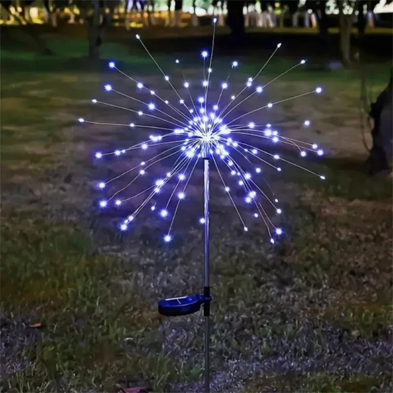 lumière solaire extérieure led feu d'artifice multicolore jardin décoration festive