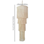lampe suspendue boho macramé blanc cassé franges artisanal chambre opale coton tissage