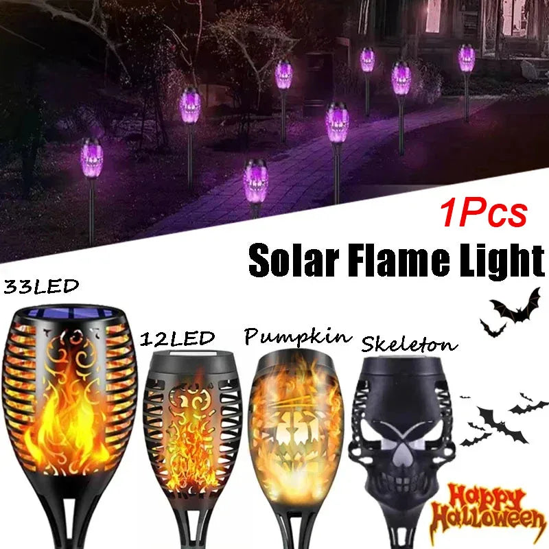 lampe solaire flamme citrouille squelette halloween decoration extérieure led moderne