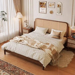 lit moderne marron clair tissu imprimé 1500mm 1800mm 2000mm minimaliste rustique chambre coucher