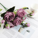 bouquet fleurs artificielles soie décoration maison mariage anniversaire fêtes extérieur roses pivoines classique