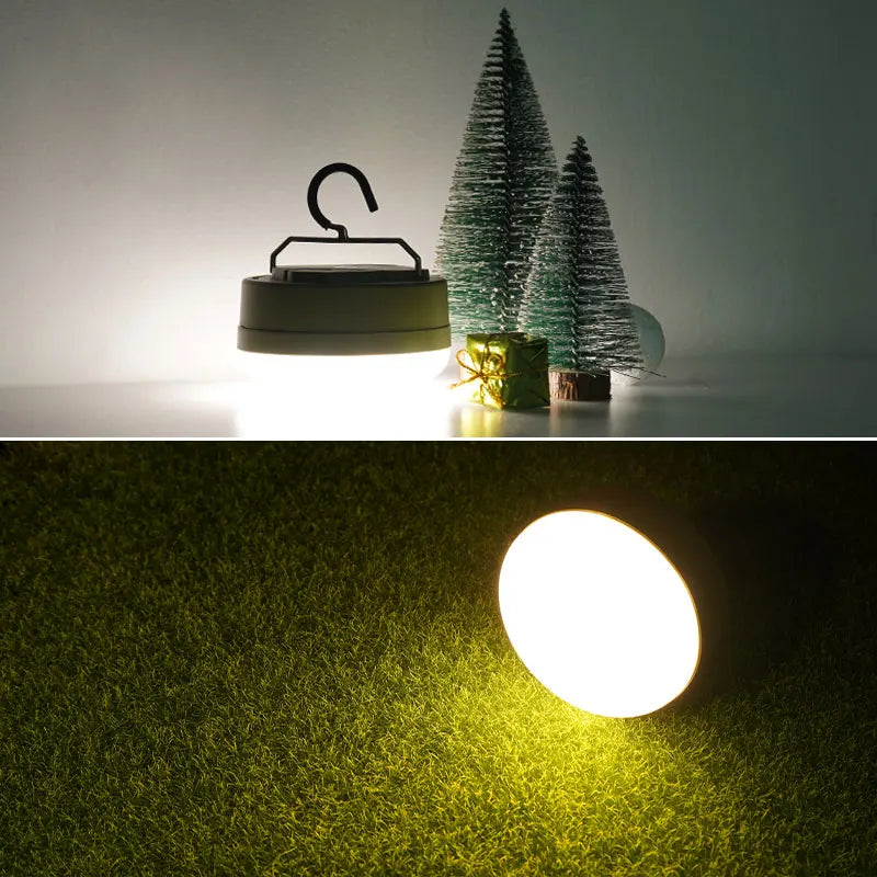 lampe camping portable vert olive moderne rechargeable via USB crochets métalliques câble chargeur heures