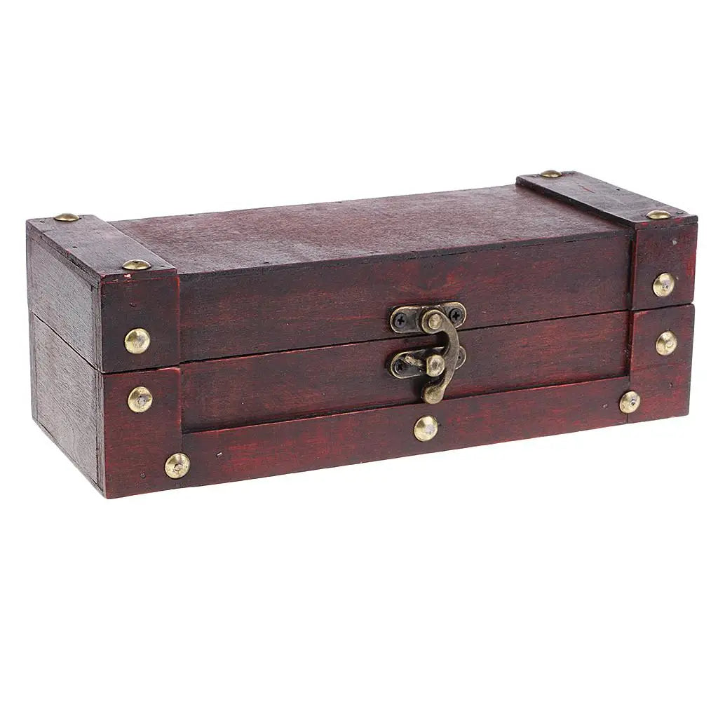 boîte bijoux bois marron vintage clous dorés rangement colliers boucles d'oreilles bague pendentifs organizer.storage