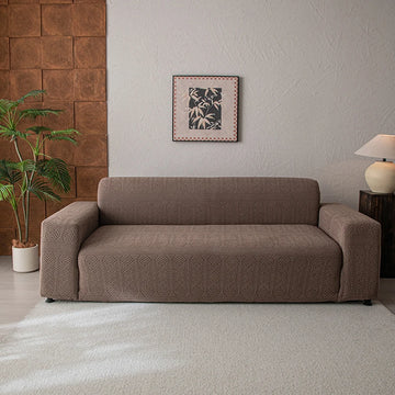 housse canapé gris jacquard motif géométrique élastique moderne protection animaux domestiques salon intérieur