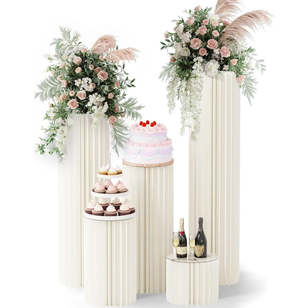 piédestal plié carton blanc plissé moderne mariage anniversaire baptême fêtes retraite