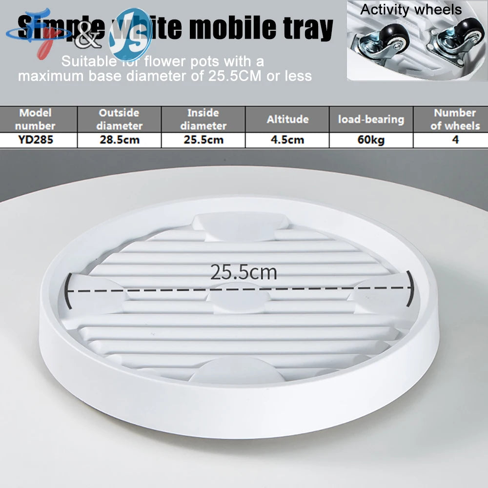 plateau mobile plantes gris blanc grille ventilation moderne pp résinerollable profondintérieur diamètre 40.5cm